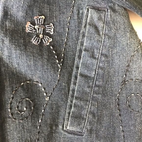FLASHBACK Plus Size Denim Fitted Jacket Embellished Button Up - Picture 8 of 8